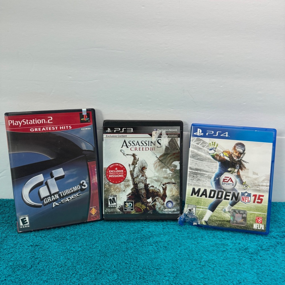 PlayStation PS2/3/4 Games Lot GTA III Gran Turismo 3 Assassins Creed MADDEN 15